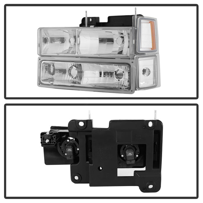 SPYDER Xtune Chevy Suburban 94-98 Headlights w/ Corner & Parking Lights 8pcs Chrome HD-JH-CCK88-AM-C-SET 5069535