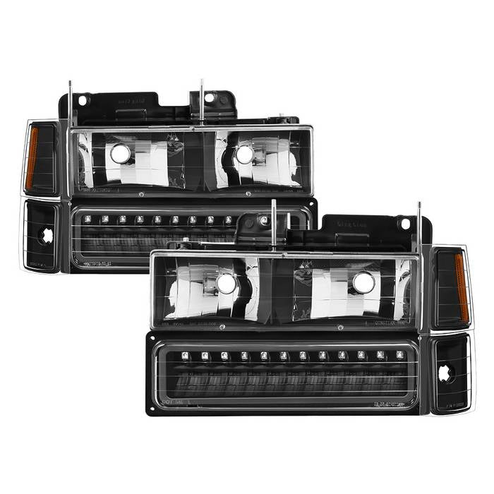 SPYDER Xtune 92-94 Blazer Full Size Corner/LED Bumper Headlights Black HD-JH-CCK88-LED-AM-BK-SET 5069542