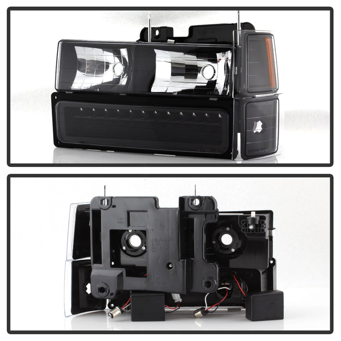SPYDER Xtune 92-94 Blazer Full Size Corner/LED Bumper Headlights Black HD-JH-CCK88-LED-AM-BK-SET 5069542