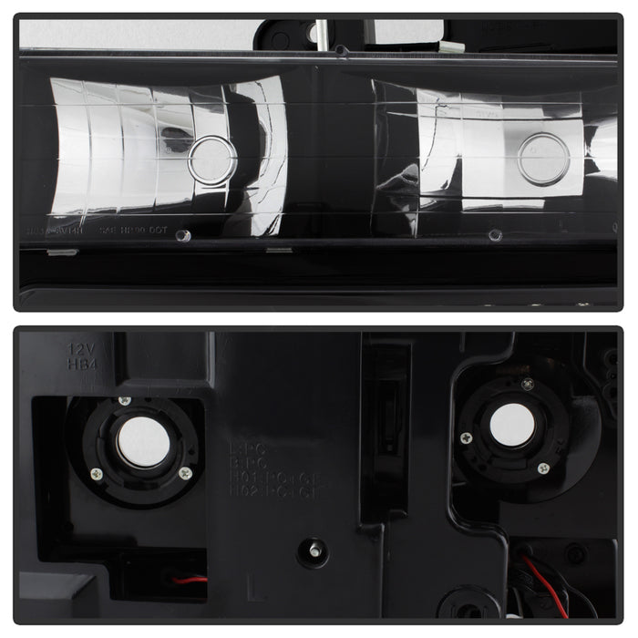 SPYDER Xtune 92-94 Blazer Full Size Corner/LED Bumper Headlights Black HD-JH-CCK88-LED-AM-BK-SET 5069542