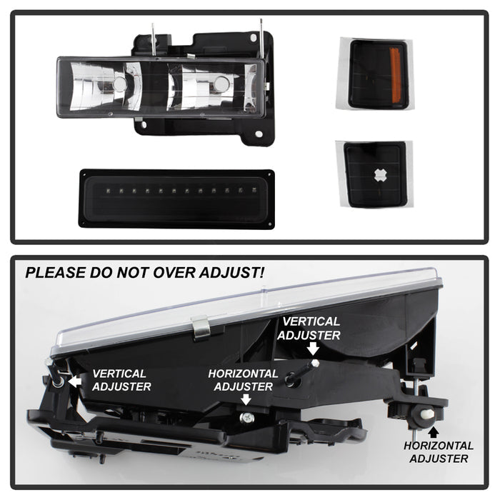 SPYDER Xtune 92-94 Blazer Full Size Corner/LED Bumper Headlights Black HD-JH-CCK88-LED-AM-BK-SET 5069542