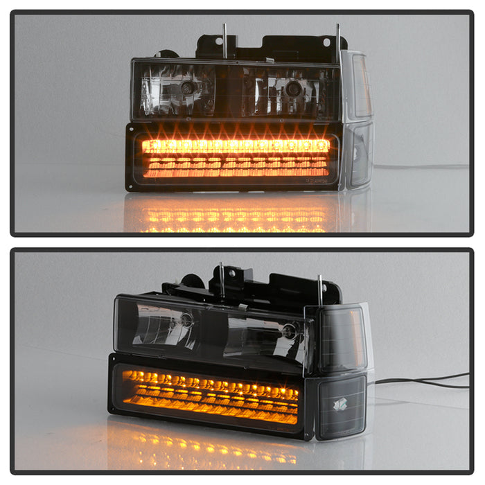 SPYDER Xtune 92-94 Blazer Full Size Corner/LED Bumper Headlights Black HD-JH-CCK88-LED-AM-BK-SET 5069542