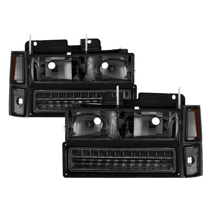 SPYDER Xtune 92-94 Blazer Full Size Corner/LED Bumper Headlights Smoke HD-JH-CCK88-LED-AM-SM-SET 5069566