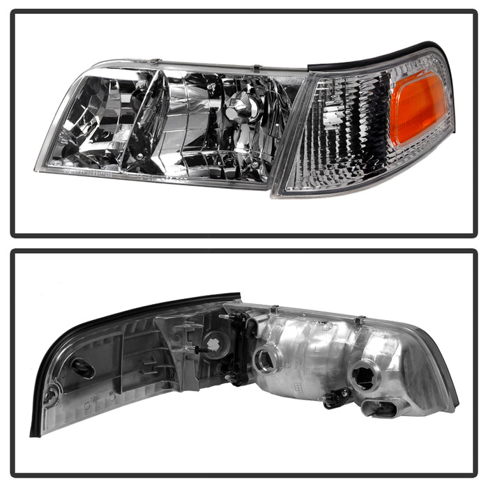 SPYDER Xtune Crown Victoria 98-11 Crystal Headlights w/ Corner Lights Set Chrome HD-JH-CRVI98-SET-C 9031038