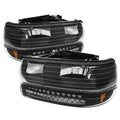 SPYDER Xtune Chevy TahOE 00-06 Headlights w/ LED Bumper Lights Amber Black HD-JH-CSIL99-LED-SET-BK 5069467