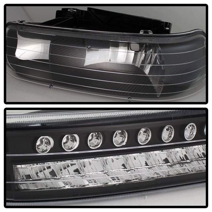 SPYDER Xtune Chevy TahOE 00-06 Headlights w/ LED Bumper Lights Amber Black HD-JH-CSIL99-LED-SET-BK 5069467