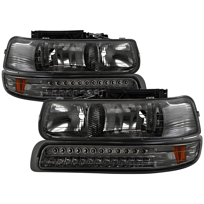 SPYDER Xtune Chevy TahOE 00-06 Headlights w/ LED Bumper Lights Amber Smoke HD-JH-CSIL99-LED-SET-SM 5069481