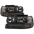 SPYDER Xtune Chevy TahOE 00-06 Headlights w/ LED Bumper Lights Amber Smoke HD-JH-CSIL99-LED-SET-SM 5069481