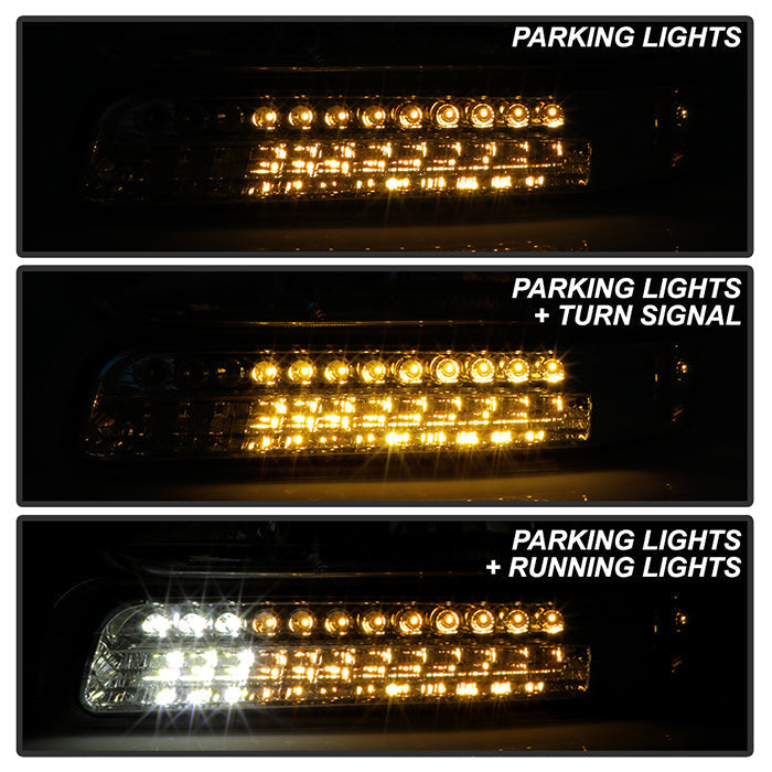 SPYDER Xtune Chevy TahOE 00-06 Headlights w/ LED Bumper Lights Amber Smoke HD-JH-CSIL99-LED-SET-SM 5069481