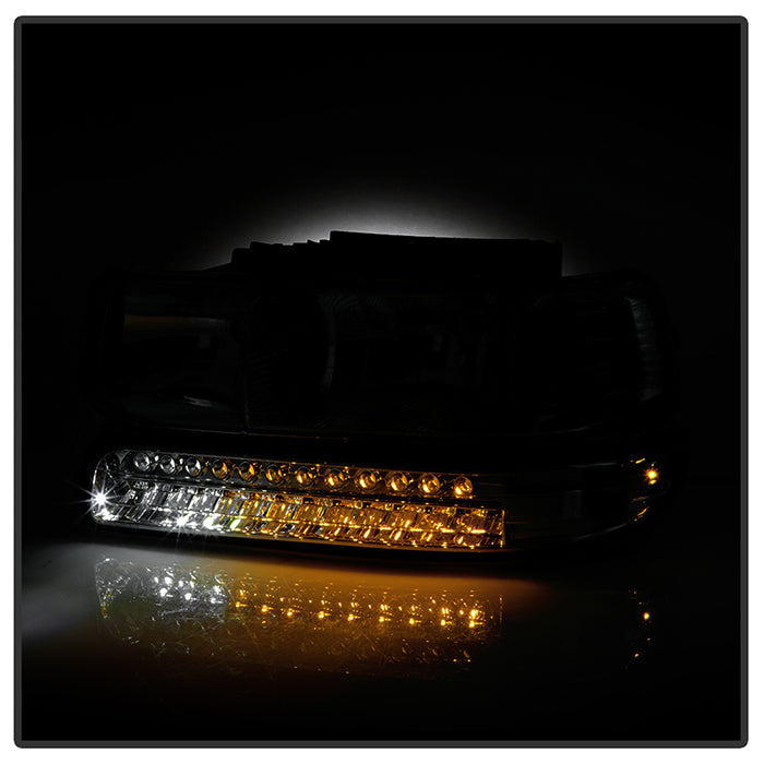 SPYDER Xtune Chevy TahOE 00-06 Headlights w/ LED Bumper Lights Amber Smoke HD-JH-CSIL99-LED-SET-SM 5069481