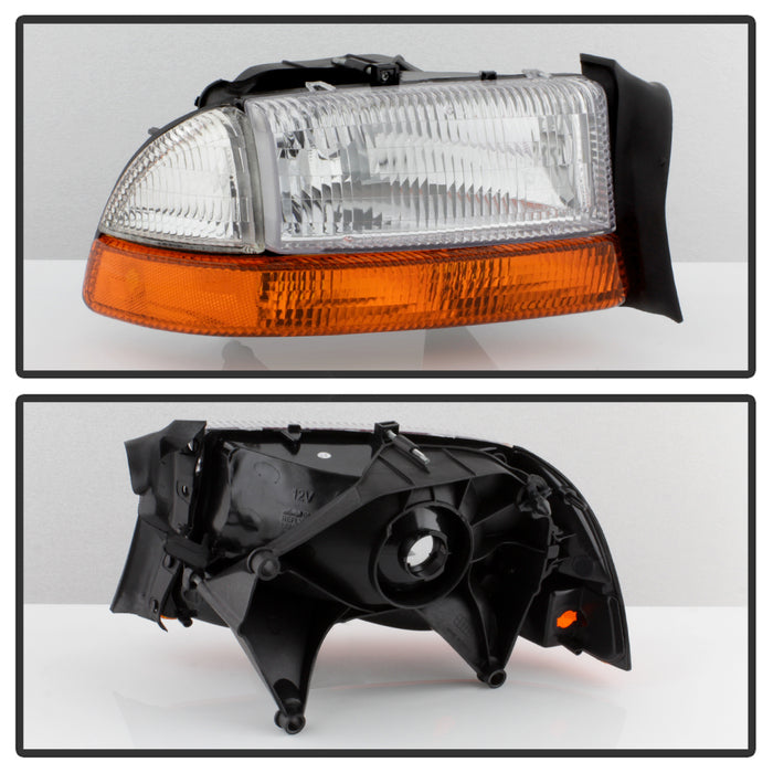 SPYDER xTune Dodge Dakota 97-04 OEM Style Headlights w/ Amber Bumper Lights - Chrome HD-JH-DDAK97-AM-SET 9036750