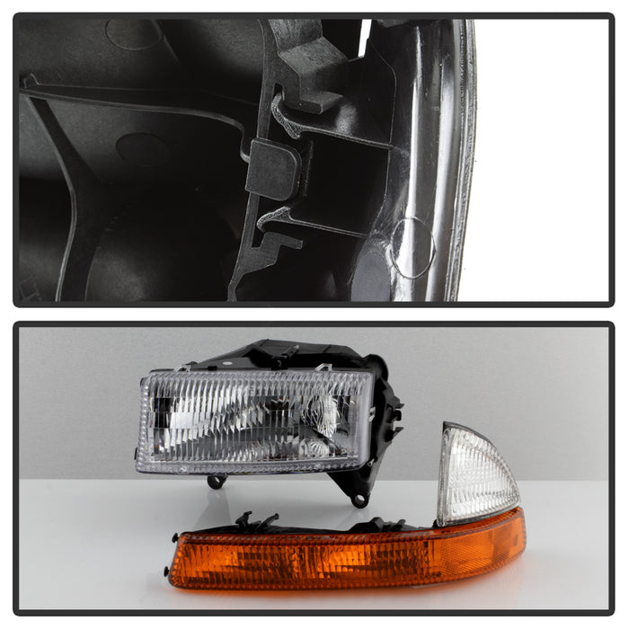 SPYDER xTune Dodge Dakota 97-04 OEM Style Headlights w/ Amber Bumper Lights - Chrome HD-JH-DDAK97-AM-SET 9036750