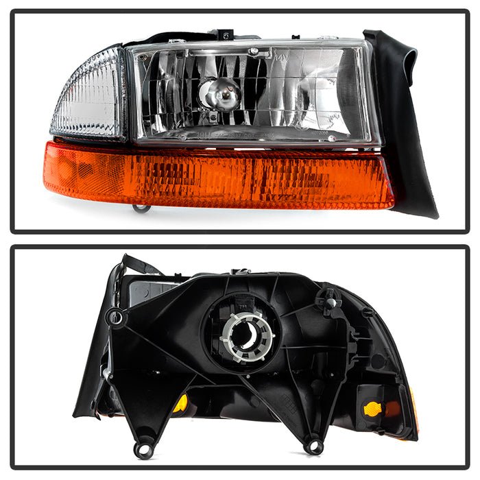 SPYDER xTune Dodge Dakota 97-04 OEM Style Headlights w/ Bumper Signal Lights - Chrome HD-JH-DDAK97-OE-SET 9035128