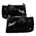 SPYDER Xtune Ford F150 92-96 Headlights w/Corner Bumper 6pcs Amber- Black Smoked HD-JH-FB92-SET-AM-BSM 9030314