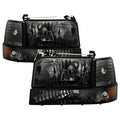 SPYDER Xtune Ford F150/Bronco 92-96 Headlights w/Corner Bumper 6pcs Amber- Smoke HD-JH-FB92-SET-AM-SM 5073143