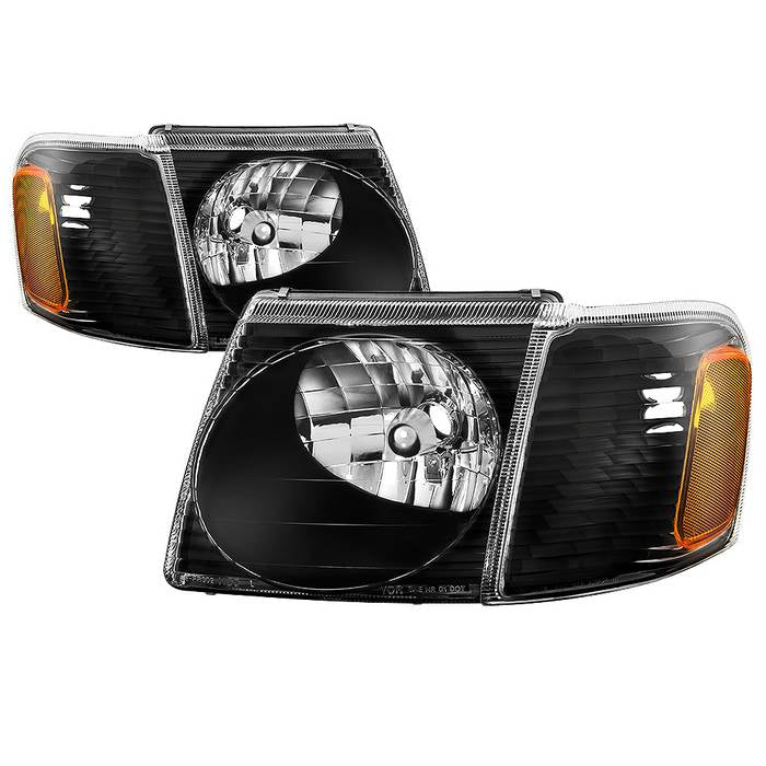 SPYDER xTune 01-03 Ford Explorer Sport 4pc OEM Style Headlights w/Corner - Black (HD-JH-FEXP01-ST-BK) 9042614
