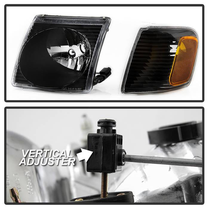 SPYDER xTune 01-03 Ford Explorer Sport 4pc OEM Style Headlights w/Corner - Black (HD-JH-FEXP01-ST-BK) 9042614