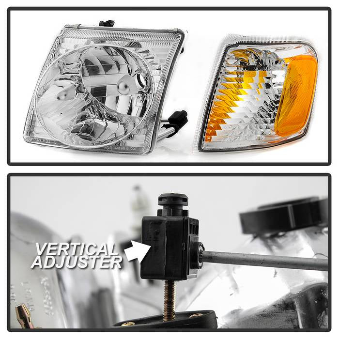 SPYDER xTune 01-03 Ford Explorer Sport 4pc OEM Style Headlights w/Corners - Chrome (HD-JH-FEXP01-ST-C) 9042621