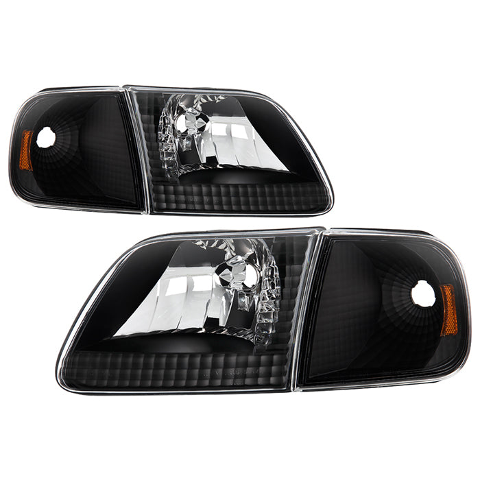 SPYDER Xtune Ford F150 97-03 / Expedition 97-02 Crystal Headlights w/Corner Black HD-JH-FF15097-SET-AM-BK 5070319