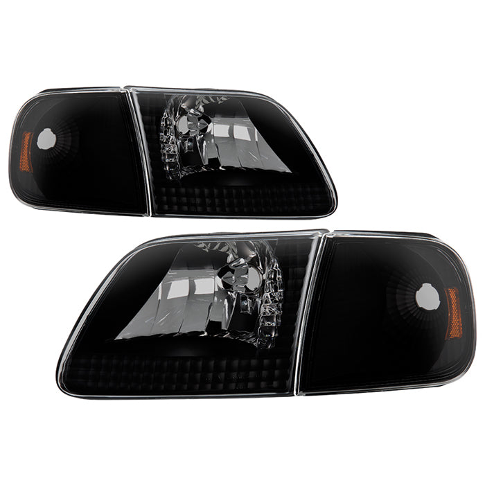 SPYDER Xtune Ford F150 97-03 Crystal Headlights w/Corner Black Smoked HD-JH-FF15097-SET-AM-BSM 9030321