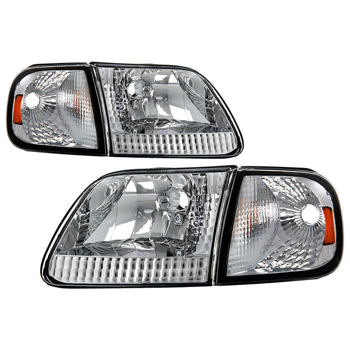SPYDER Xtune Ford F150 97-03 / Expedition 97-02 Crystal Headlights w/Corner Chrome HD-JH-FF15097-SET-AM-C 5070326