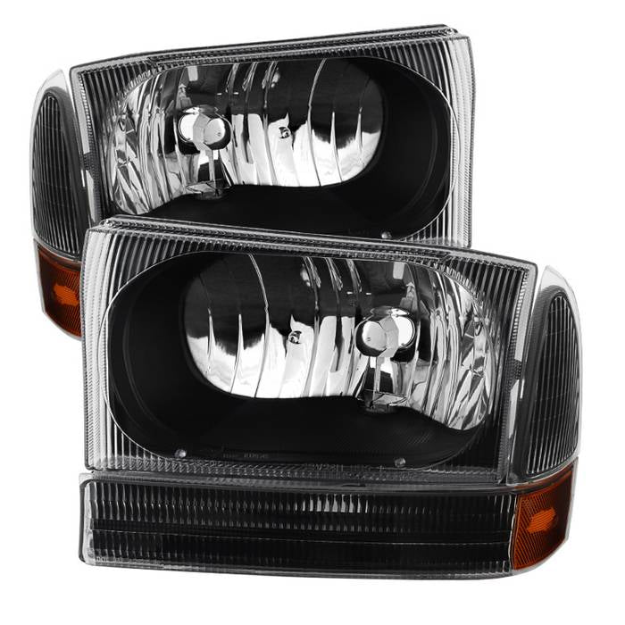 SPYDER Xtune Ford F250/350/450 Superduty 99-04 Crystal Headlights w/ Bumper Lights HD-JH-FF25099-AM-BK 9025402