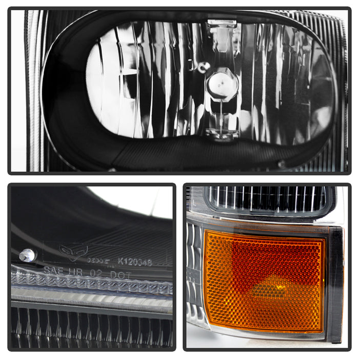 SPYDER Xtune Ford F250/350/450 Superduty 99-04 Crystal Headlights w/ Bumper Lights HD-JH-FF25099-AM-BK 9025402