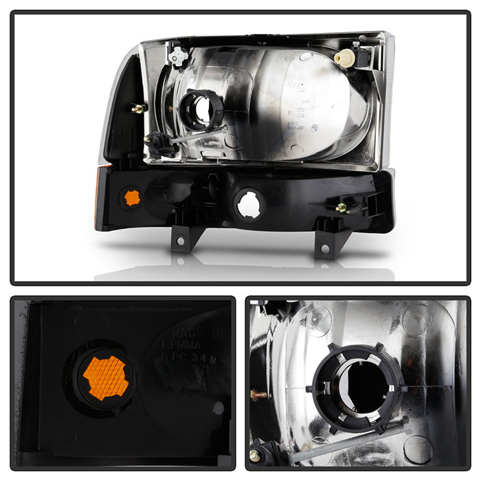 SPYDER Xtune Ford F250/350/450 Superduty 99-04 Crystal Headlights w/ Bumper Lights HD-JH-FF25099-AM-BK 9025402