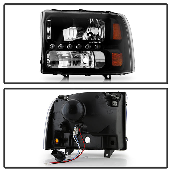 SPYDER Xtune Ford F250 F350 Super Duty 99-04 1Pc Headlights w/ LED Black HD-JH-FF25099-LED-BK 9026164