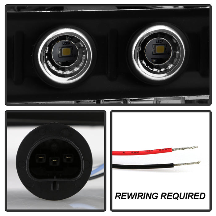 SPYDER Xtune Ford F250 F350 Super Duty 99-04 1Pc Headlights w/ LED Black HD-JH-FF25099-LED-BK 9026164