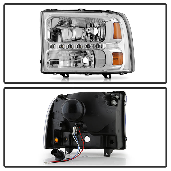 SPYDER Xtune Ford F250 F350 Super Duty 99-04 1Pc Headlights w/ LED Chrome HD-JH-FF25099-LED-C 9026171