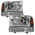SPYDER xTune Ford F250 F350 Superduty Excursion 99-04 OEM Style Headlights - Chrome HD-JH-FF25099-SET-LED-C 9035227