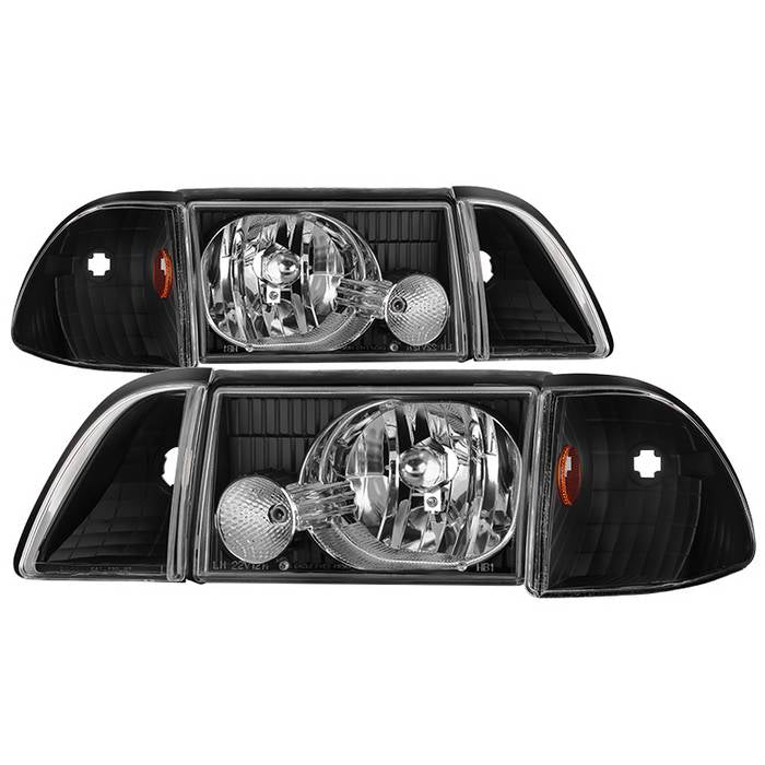 SPYDER xTune Ford Mustang 87-93 OEM style Headlights 6pcs Amber - Black HD-JH-FM87-6PC-AM-BK 9035265