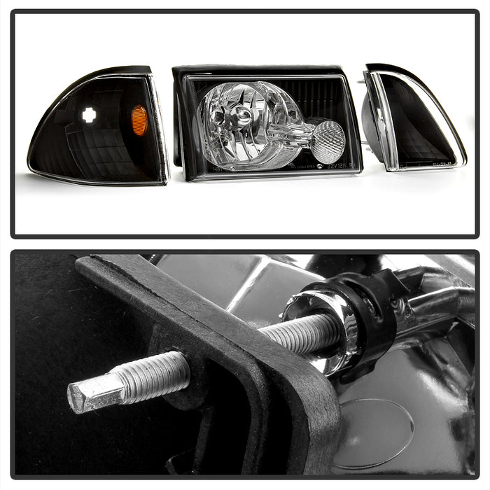 SPYDER xTune Ford Mustang 87-93 OEM style Headlights 6pcs Amber - Black HD-JH-FM87-6PC-AM-BK 9035265