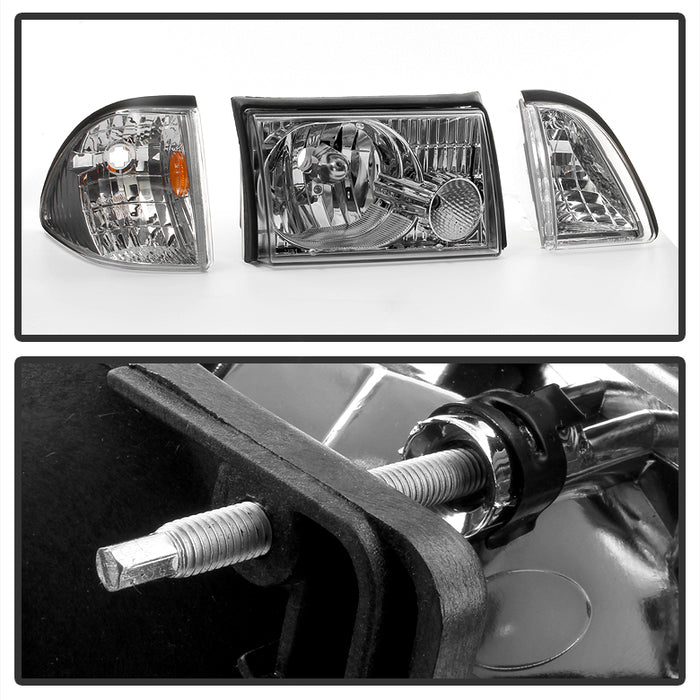 SPYDER xTune Ford Mustang 87-93 OEM style Headlights 6pcs Amber - Chrome HD-JH-FM87-6PC-AM-C 9035272