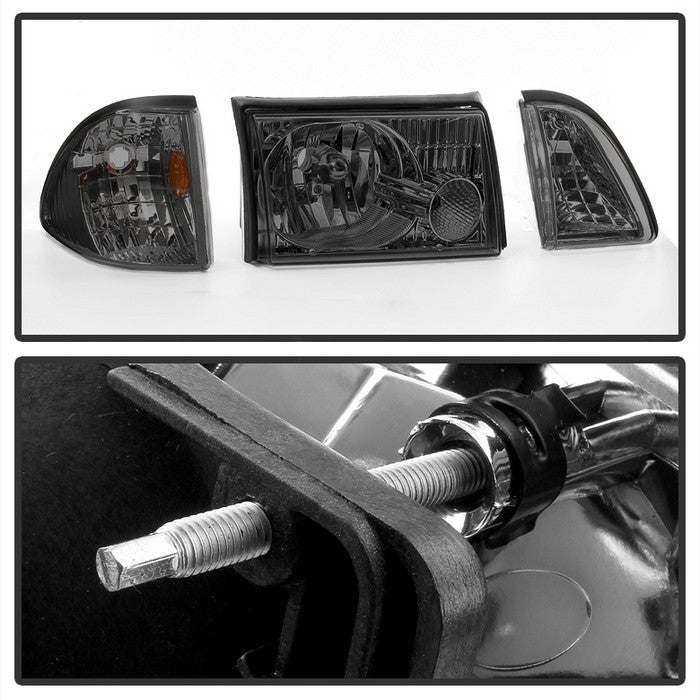 SPYDER xTune Ford Mustang 87-93 OEM style Headlights 6pcs Amber - Smoked HD-JH-FM87-6PC-AM-SM 9035289