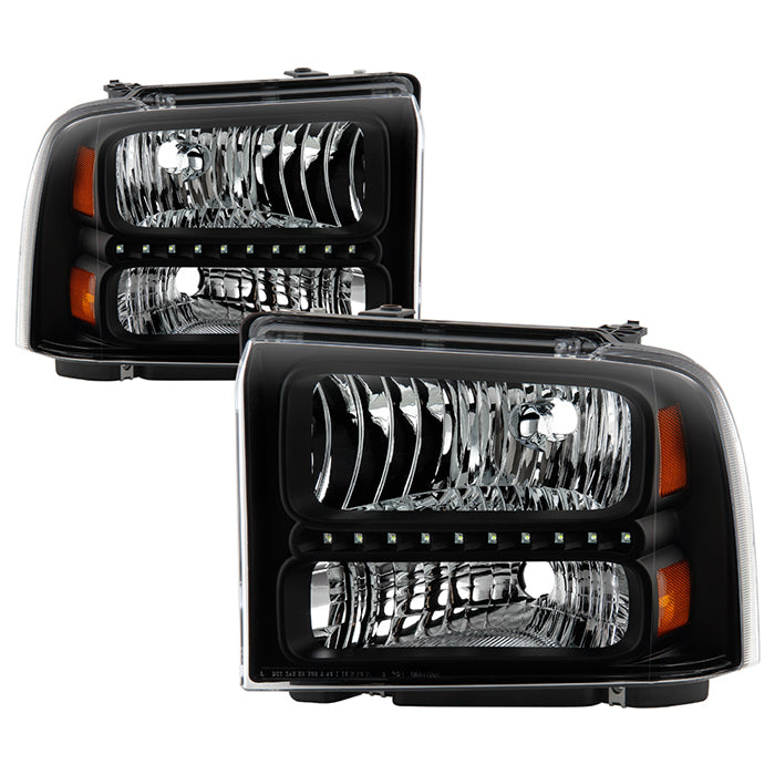 SPYDER Xtune Ford F250/350/450 Super Duty 05-07 Crystal Headlights w/ LED Black HD-JH-FS05-LED-BK 9026966