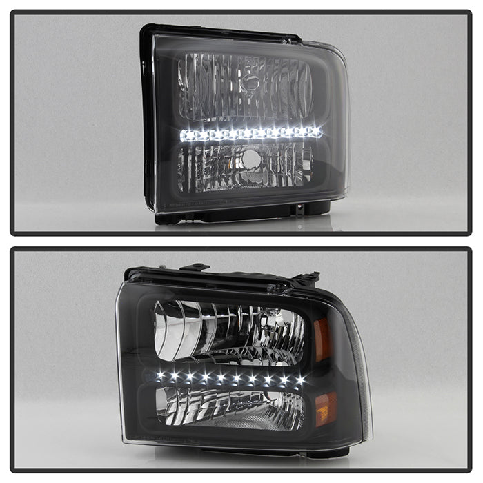 SPYDER Xtune Ford F250/350/450 Super Duty 05-07 Crystal Headlights w/ LED Black HD-JH-FS05-LED-BK 9026966