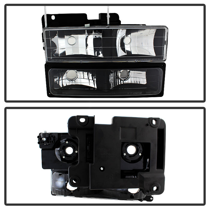 SPYDER Xtune GMC Yukon 94-99 Headlights w/ Corner & Parking Lights 8pcs Sets -Black HD-JH-GCK94-AM-BK-SET 9034442