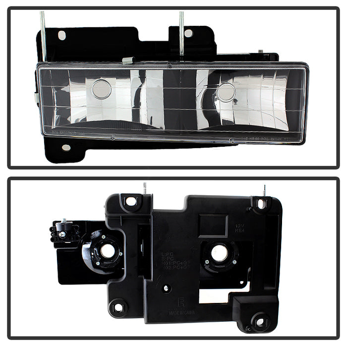 SPYDER Xtune GMC Yukon 94-99 Headlights w/ Corner & Parking Lights 8pcs Sets -Black HD-JH-GCK94-AM-BK-SET 9034442