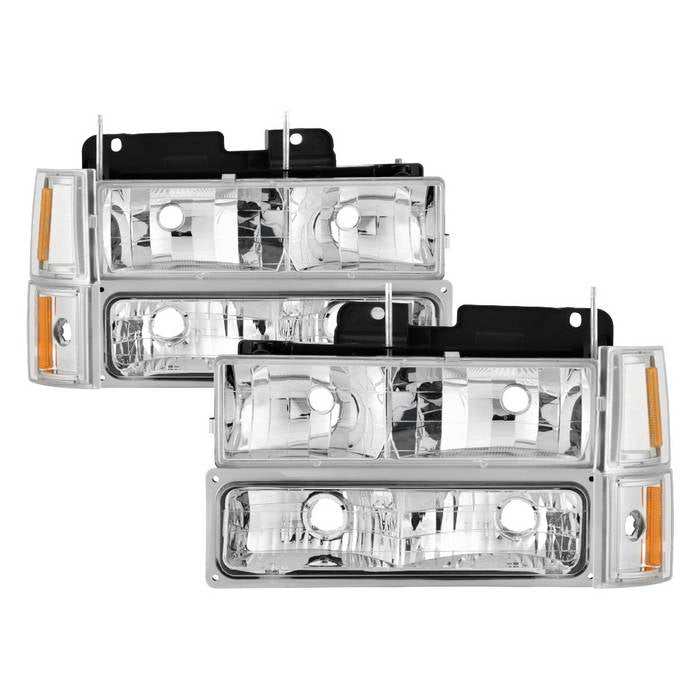 SPYDER xTune GMC C/K Series 94-98 Headlights w/ Corner and Parking Lights - Chrome HD-JH-GCK94-C-SET 9037412