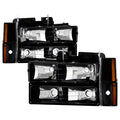 SPYDER Xtune GMC Yukon 92-93 Crystal Headlights w/ Corner & Bumper Black HD-JH-GMCCK88-AM-BK-SET 5073518