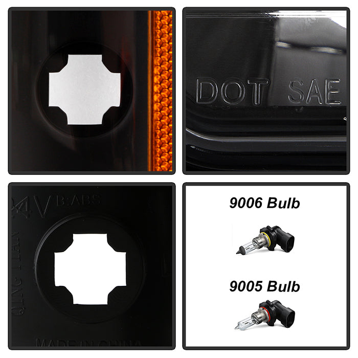 SPYDER Xtune GMC Yukon 92-93 Crystal Headlights w/ Corner & Bumper Black HD-JH-GMCCK88-AM-BK-SET 5073518