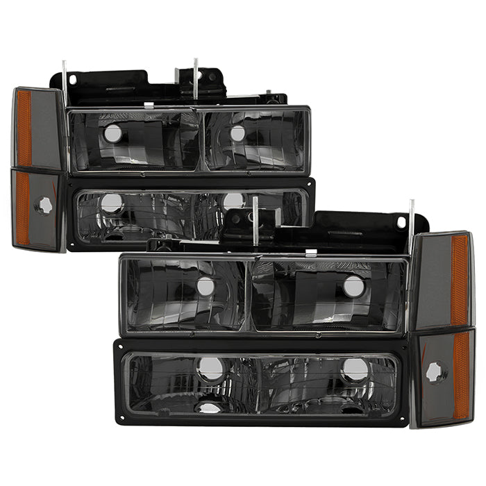 SPYDER Xtune GMC Yukon 92-93 Crystal Headlights w/ Corner & Bumper Smoke HD-JH-GMCCK88-AM-SM-SET 5073525