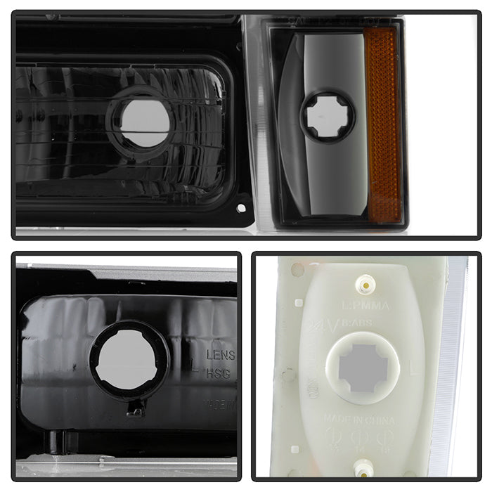 SPYDER Xtune GMC Yukon 92-93 Crystal Headlights w/ Corner & Bumper Smoke HD-JH-GMCCK88-AM-SM-SET 5073525