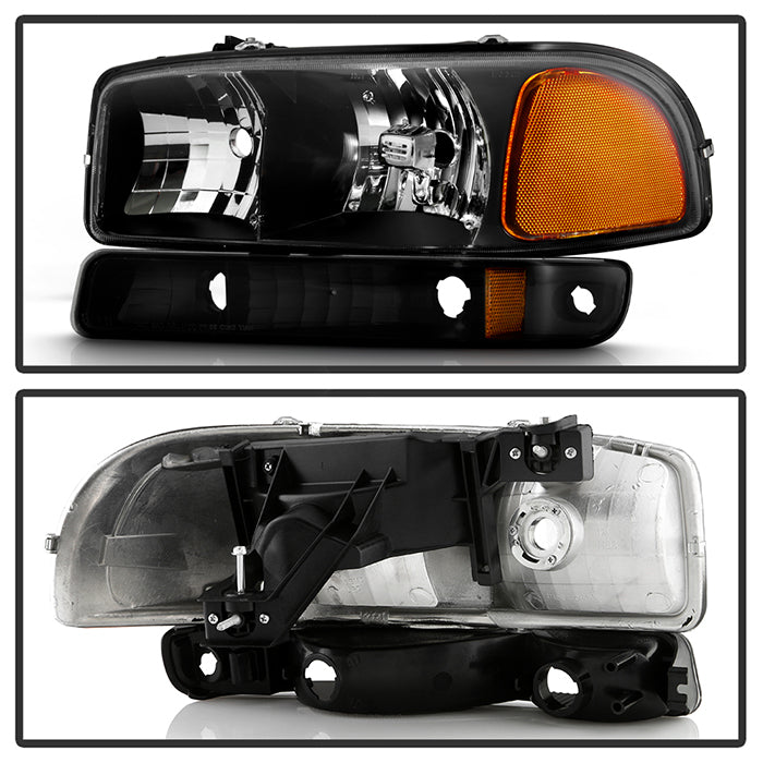 SPYDER xTune GMC Sierra 99-06 /Yukon 00-06 Crystal Headlights & Bumper Lights - Black HD-JH-GS99-AM-SET-BK 9037474
