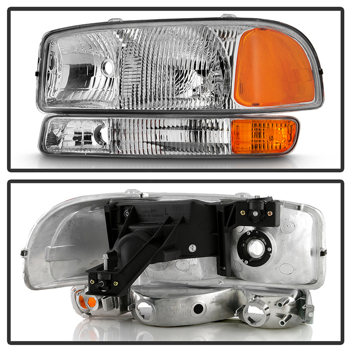 SPYDER Xtune GMC Sierra 99-06 Headlights & Amber Bumper Lights Chrome HD-JH-GS99-SET-OEAM-C 9027345