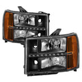 SPYDER xTune GMC Sierra 07-13 Headlights with Daytime LED Running Light - Black HD-JH-GSIE07-LED-BK 9037429