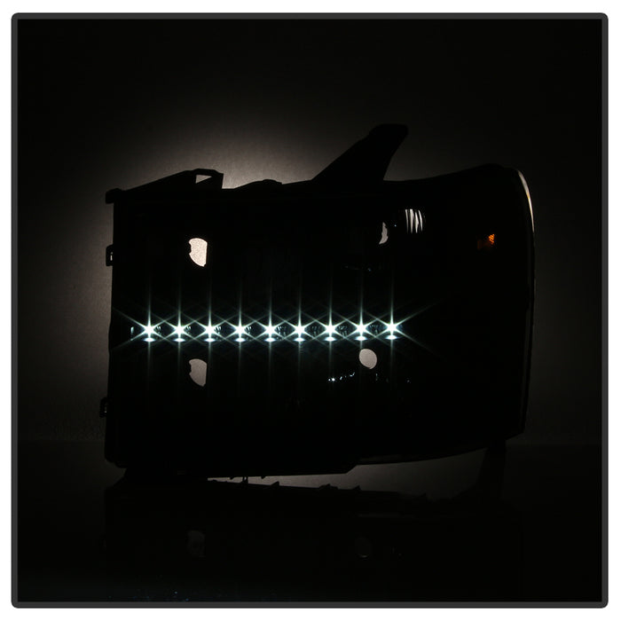 SPYDER xTune GMC Sierra 07-13 Headlights with Daytime LED Running Light - Black HD-JH-GSIE07-LED-BK 9037429