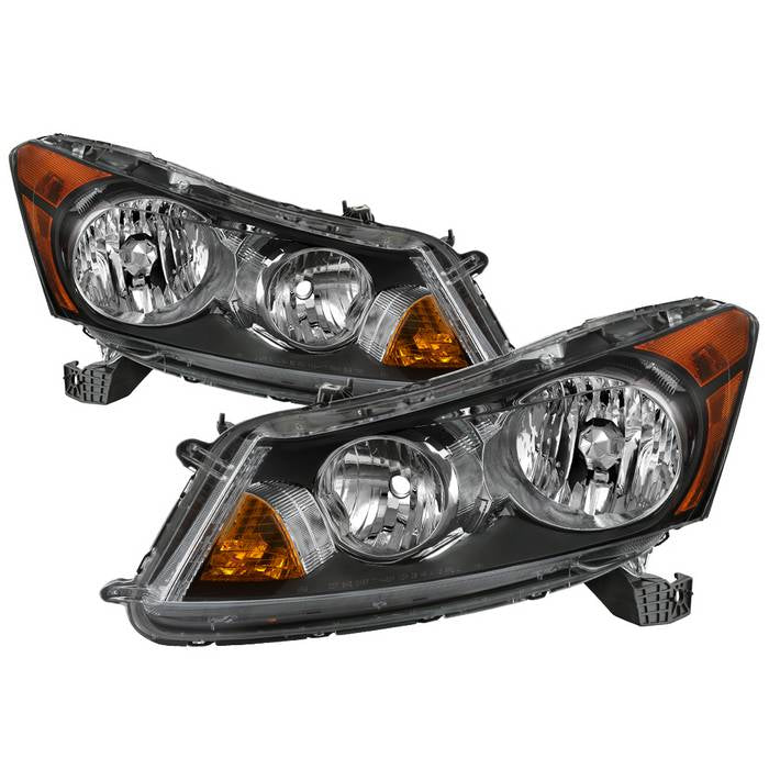 SPYDER xTune 08-12 Honda Accord 4DR Amber Crystal Headlights - Black (HD-JH-HA08-4D-AM-BK) 9942297